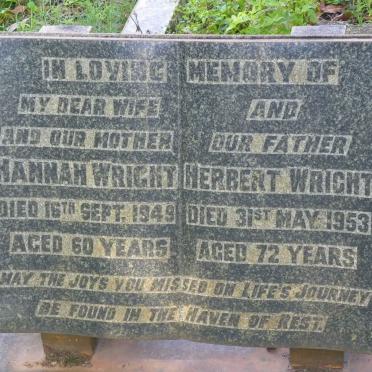 WRIGHT Herbert -1953 &amp; Hannah -1949