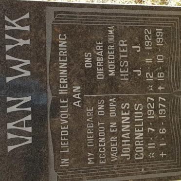WYK Johannes Cornelius, van 1927-1977 &amp; Hester J.J. 1922-1991