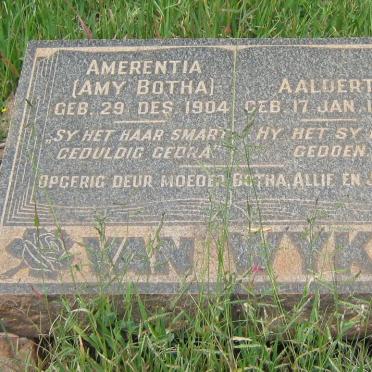 WYK Aaldert, van 1905- &amp; Amerentia BOTHA 1904-