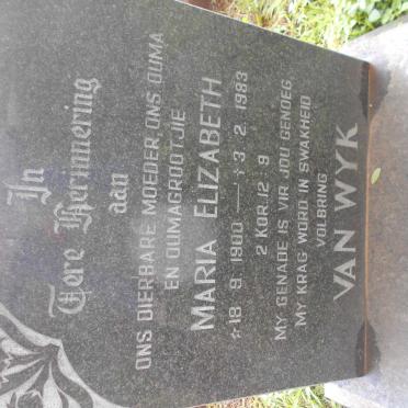 WYK Maria Elizabeth, van 1900-1983