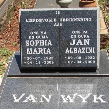 WYK Jan Albazini, van 1922-2009 &amp; Sophia Maria 1925-2008