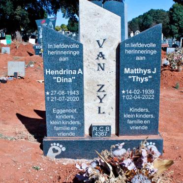 ZYL Matthys J., van 1939-2022 &amp; Hendrina A. 1943-2020