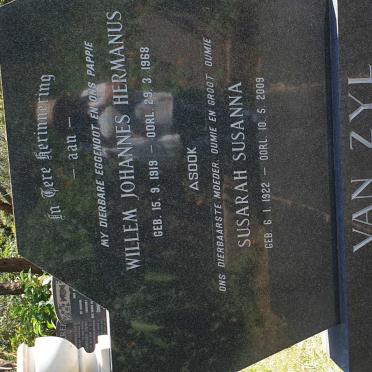 ZYL Willem Johannes Hermanus, van 1919-1968 &amp; Susarah Susanna 1922-2009