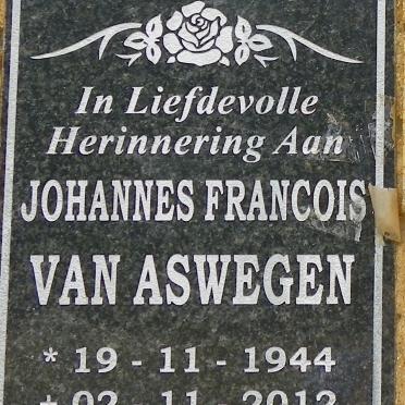 ASWEGEN Johannes Francois, van 1944-2012