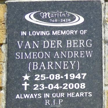 BERG Simeon Andrew, van der 1947-2008
