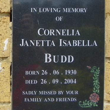 BUDD Cornelia Janetta Isabella 1930-2004