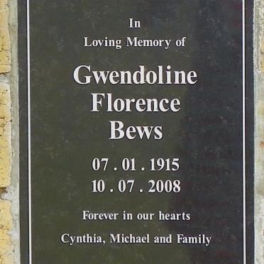 BEWS Gwendoline Florence 1915-2008