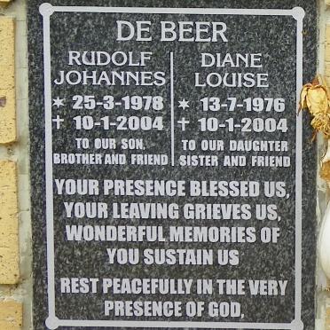 BEER Rudolf Johannes, de 1978-2004 :: DE BEER Diane Louise 1976-2004