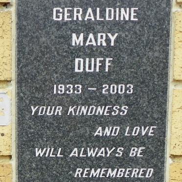 DUFF Geraldine Mary 1933-2003