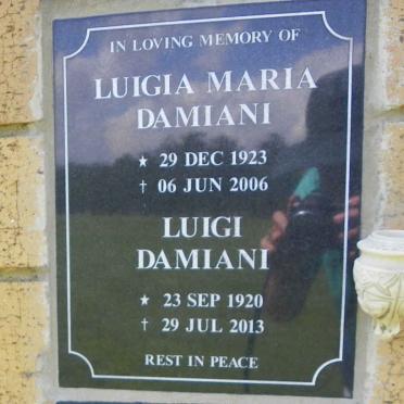 DAMIANI Luigi 1920-2013 &amp; Luigia Maria 1923-2006