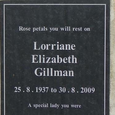 GILLMAN Lorriane Elizabeth 1937-2009