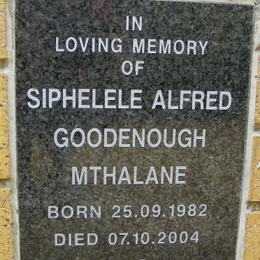 MTHALANE Siphelele Alfred Goodenough 1982-2004