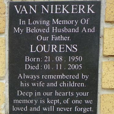 NIEKERK Lourens, van 1950-2005