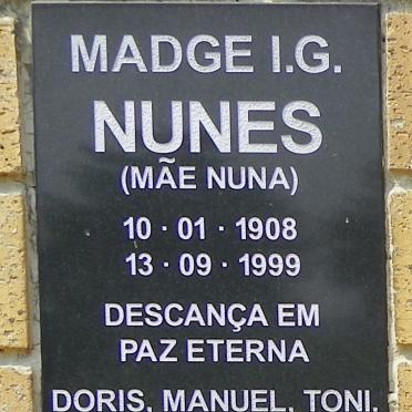 NUNES Madge I.G. 1908-1999