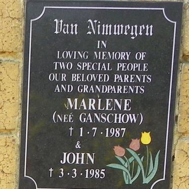 NIMWEGEN John -1985 &amp; Marlene GANSCHOW -1987