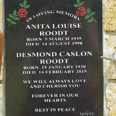 ROODT Desmond Caslon 1930-2015 &amp; Anita Louise 1935-1998