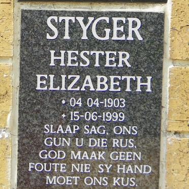 STYGER Hester Elizabeth 1903-1999