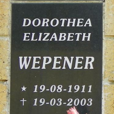 WEPENER Dorothea Elizabeth 1911-2003