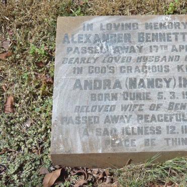 INGLIS Alexander Bennett -1967 &amp; Andra DURIE 1907-1975