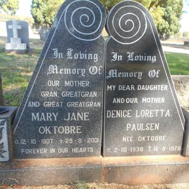 OKTOBRE Mary Jane 1907-2001 :: PAULSEN Denice Loretta nee OKTOBRE 1938-1970