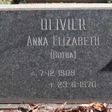 OLIVIER Anna Elizabeth nee BOTHA 1909-1970