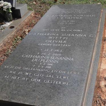 OLIVIER Gerhardus Cornelis J.J. 1911-1972 &amp; Catharina Susanna G. GERTZEN 1913-2010 :: DU PLESSIS Catharina Susanna 1944-2018