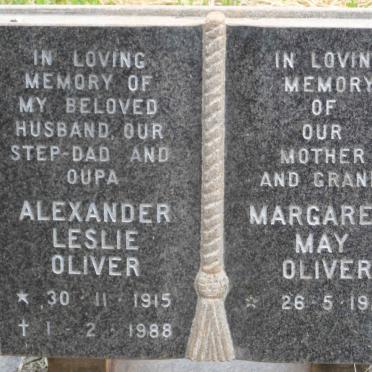 OLIVER Alexander Leslie 1915-1988 &amp; Margaret May 1927-