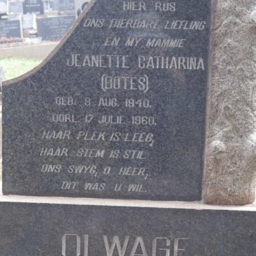 OLWAGE Jeanette Catharina nee BOTES 1940-1960