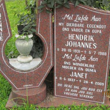 OOSTHUIZEN Hendrik Johannes 1931-1988 &amp; Janet 1937-2009