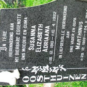OOSTHUIZEN Marthinus 1909-1984 &amp; Susanna Elizabeth Adriaana 1910-1982