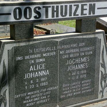 OOSTHUIZEN Jochemes Johannes 1916-1979 &amp; Alice Johanna 1917-1993