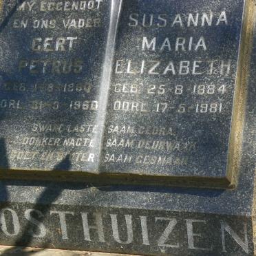 OOSTHUIZEN Gert Petrus 1880-1960 &amp; Susanna Maria Elizabeth 1884-1981