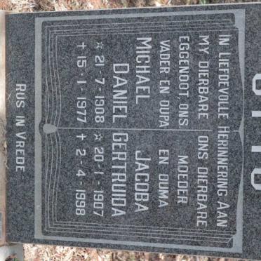 OTTO Michael Daniel 1908-1977 &amp; Jacoba Gertruida 1907-1998