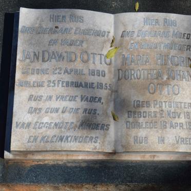 OTTO Jan Dawid 1880-1955 &amp; Maria Hendrina Dorothea Johanna POTGIETER 1887-1991