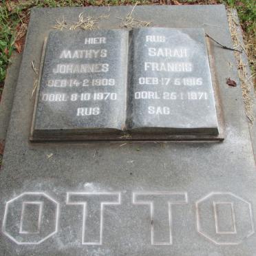 OTTO Mathys Johannes 1909-1970 &amp; Sarah Francis 1915-1971