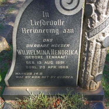 OBERHOLZER Wilhelmina Hendrika nee TENHAAF 1891-1969