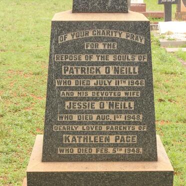 O'NEILL Patrick -1946 &amp; Jessie -1948 :: PAGE Kathleen -1948