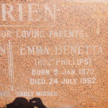 O'BRIEN Bartholomew John 1869-1953 &amp; Emma Henetta PHILLIPS 1870-1952