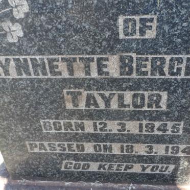 TAYLOR Lynnette Bergliot 1945-1945