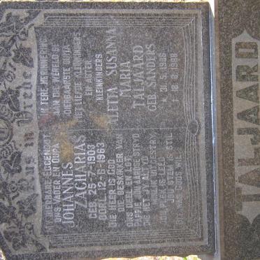 TALJAARD Johannes Zacharias 1903-1963 &amp; Aletta Susanna Maria SANDERS 1906-1988