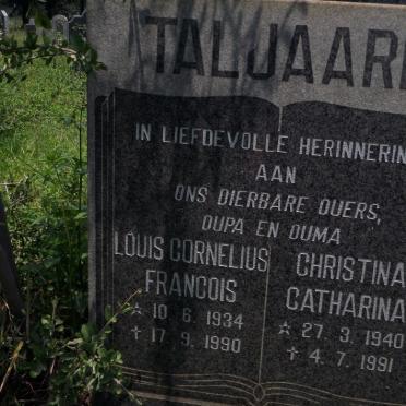 TALJAARD Louis Cornelius Francois 1934-1990 &amp; Christina Catharina 1940-1991