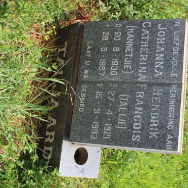 TALJAARD Hendrik Francois 1921-1993 &amp; Johanna Catherina 1930-1987