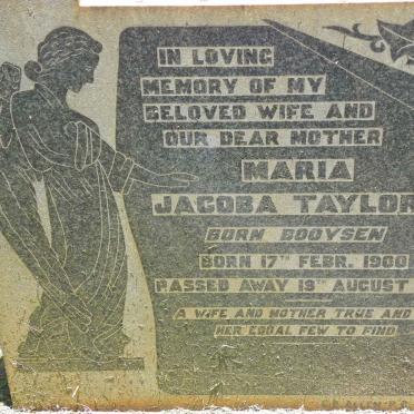 TAYLOR Maria Jacoba nee BOOYSEN 1900-1945