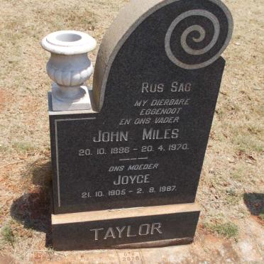 TAYLOR John Miles 1886-1970 &amp; Joyce 1905-1987