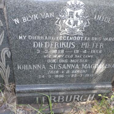 TERBURGH Diederikus Pieter 1896-1956 &amp; Johanna Susanna Magdalena V.D. BERGH 1896-1979