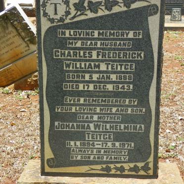 TEITGE Charles Frederick William 1888-1943 &amp; Johanna Wilhelmina 1894-1971