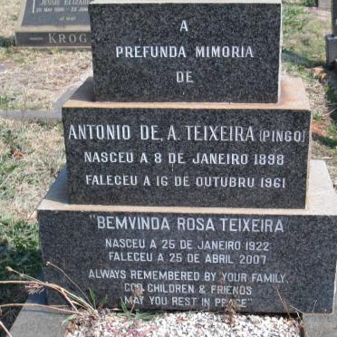 TEIXEIRA Antonio De. A. 1898-1961 &amp; Bemvinda Rosa 1922-2007