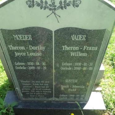 THERON Frans Willem 1930-2000 &amp; Dorthy Joyce Louise 1930-2009 :: SMIT Mercia Enid 1960-1983