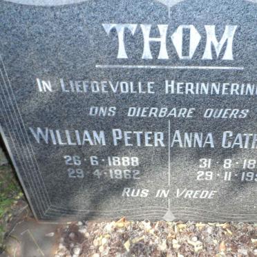 THOM William Peter 1888-1962 &amp; Anna Catharina 1890-1954