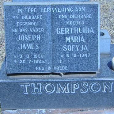 THOMPSON Joseph James 1936-1985 &amp; Gertruida Maria Sofyja 1947-